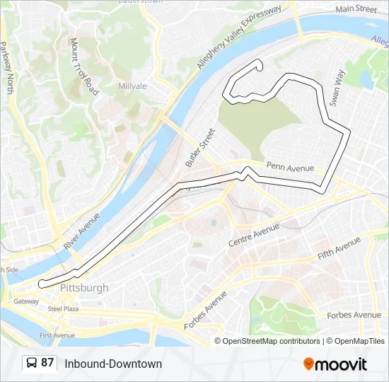 87 Bus Line Map