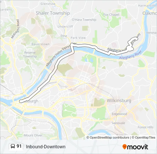 91 Bus Line Map