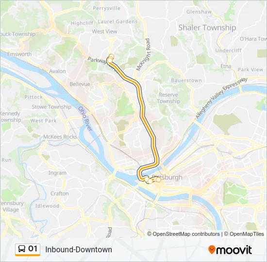 O1 Bus Line Map