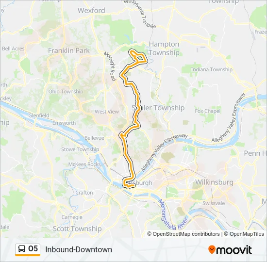 Mapa de O5 de autobús