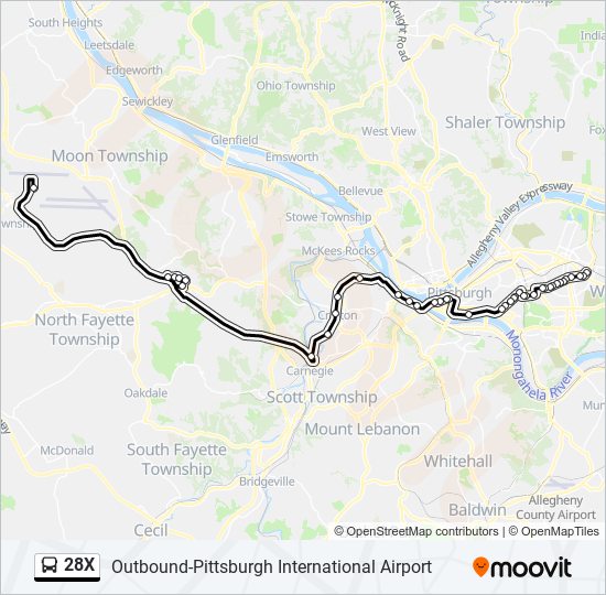 28x Route Schedules, Stops & Maps OutboundPittsburgh International