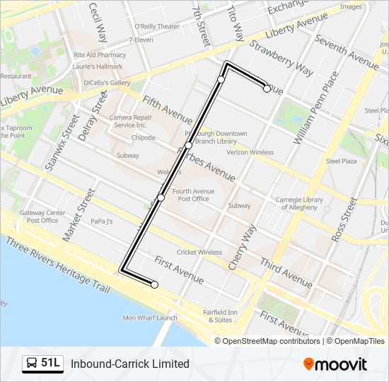 Mapa de 51L de autobús