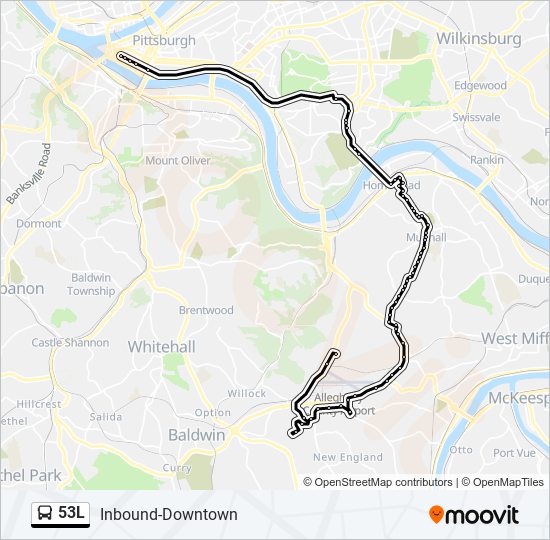 Mapa de 53L de autobús