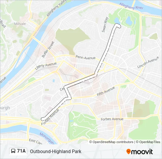 71A Bus Line Map