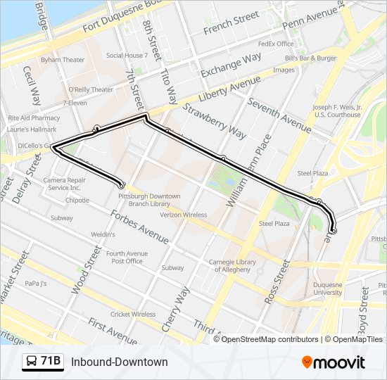 71B bus Line Map