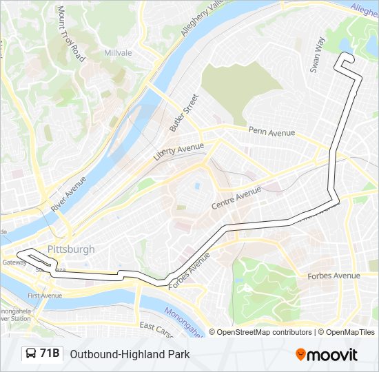 71B Bus Line Map