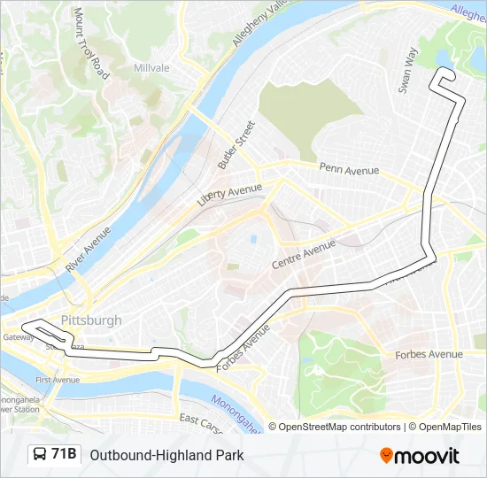 71B Bus Line Map