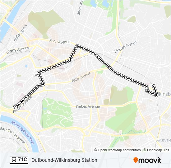 71C bus Line Map