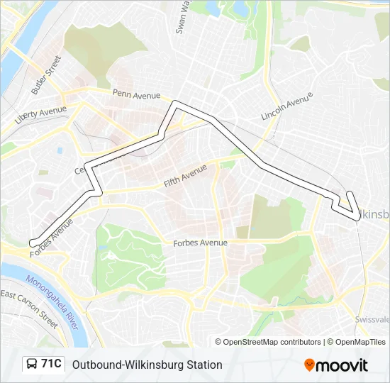 71C Bus Line Map