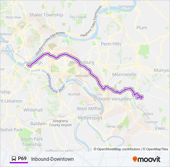 Mapa de P69 de autobús