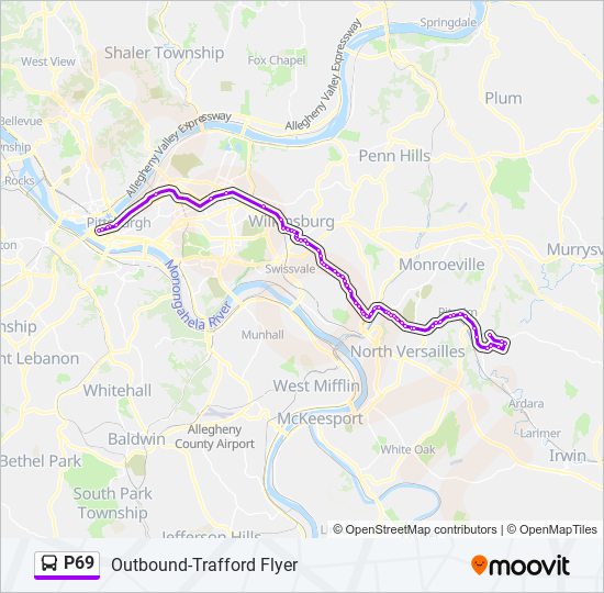 Mapa de P69 de autobús