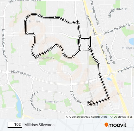 102 bus Line Map