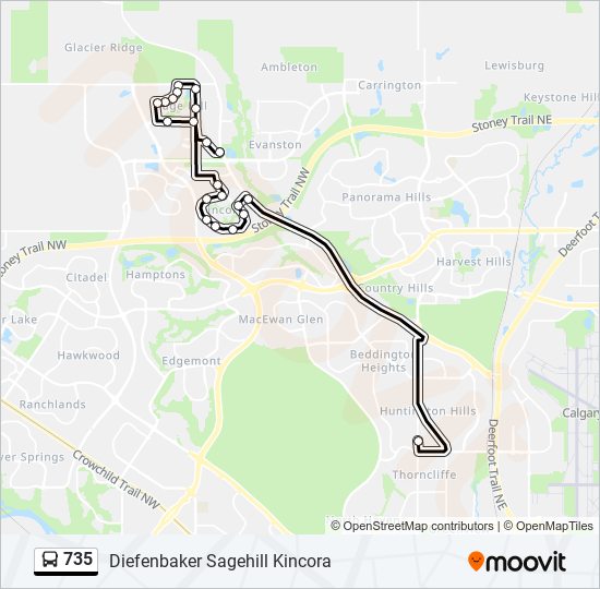 735 bus Line Map