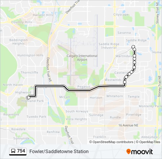 Plan de la ligne 754 de bus
