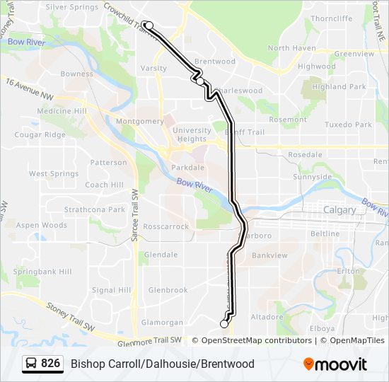 Plan de la ligne 826 de bus