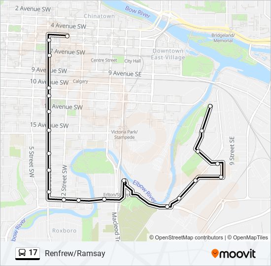 Plan de la ligne 17 de bus