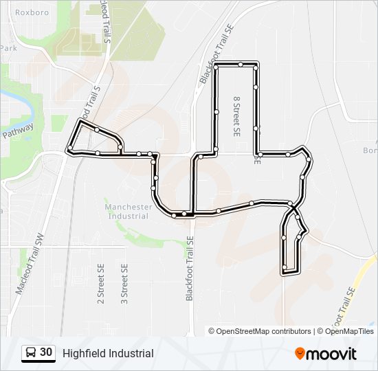 Plan de la ligne 30 de bus