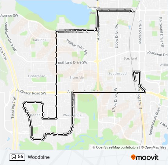 Plan de la ligne 56 de bus