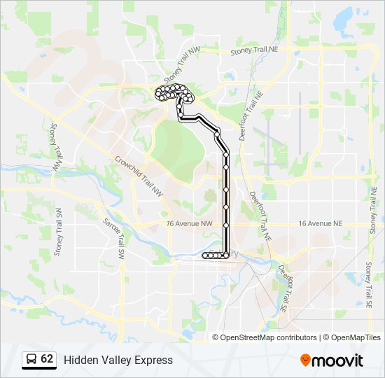 Plan de la ligne 62 de bus