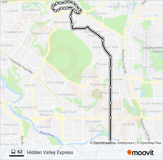 Plan de la ligne 62 de bus