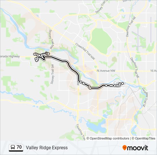 Plan de la ligne 70 de bus