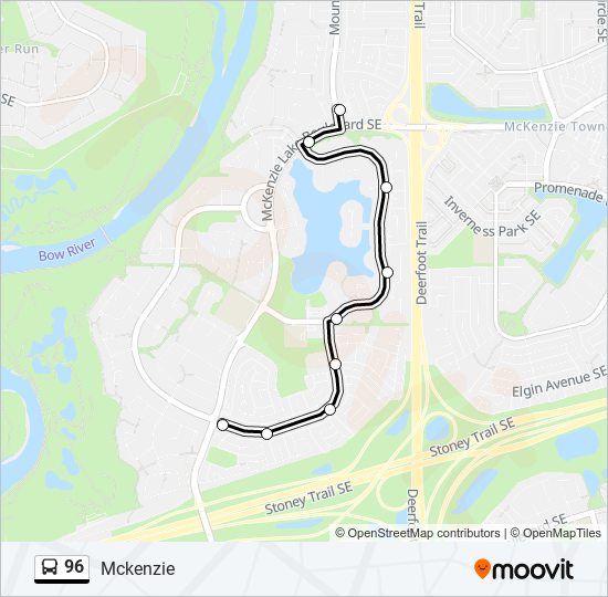 Plan de la ligne 96 de bus