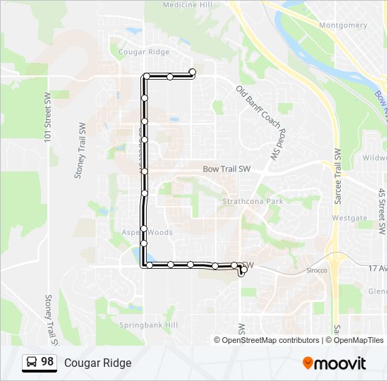 Plan de la ligne 98 de bus