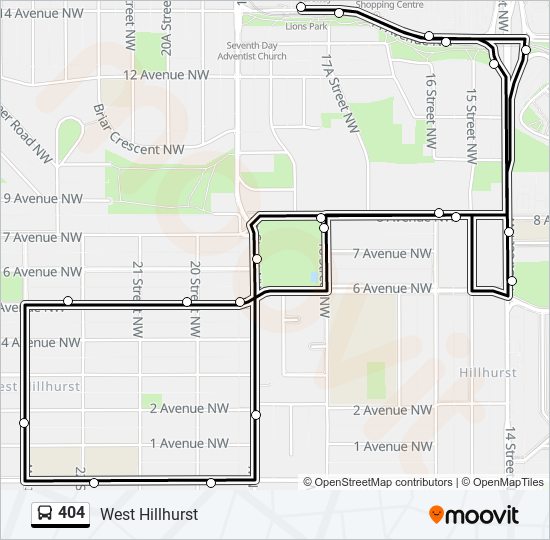 Plan de la ligne 404 de bus