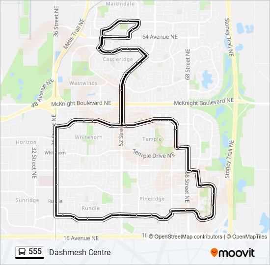 Plan de la ligne 555 de bus