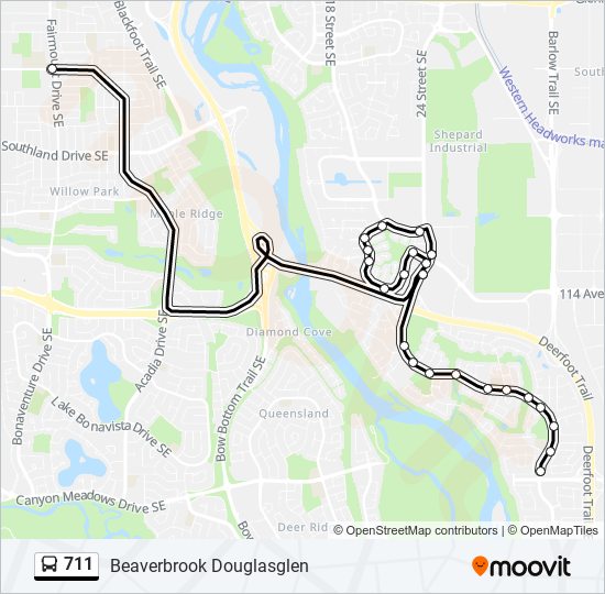 Plan de la ligne 711 de bus