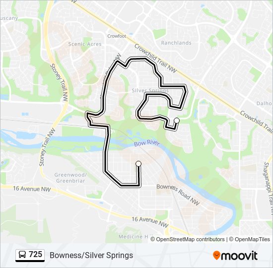 Plan de la ligne 725 de bus