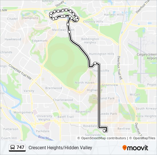 Plan de la ligne 747 de bus