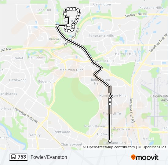 Plan de la ligne 753 de bus