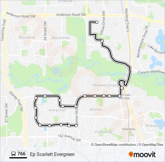 Plan de la ligne 766 de bus