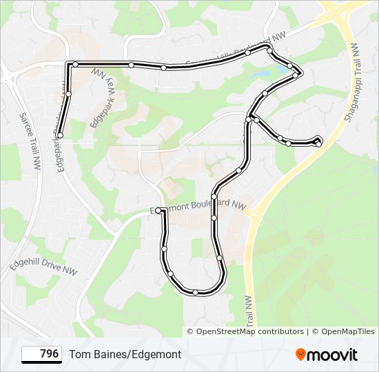 Plan de la ligne 796 de bus