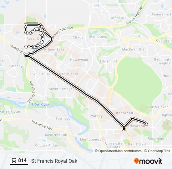 Plan de la ligne 814 de bus