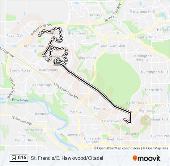 Plan de la ligne 816 de bus