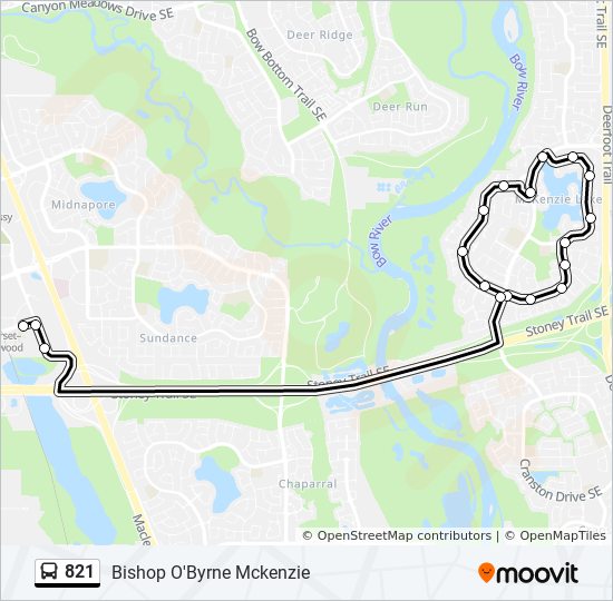 Plan de la ligne 821 de bus