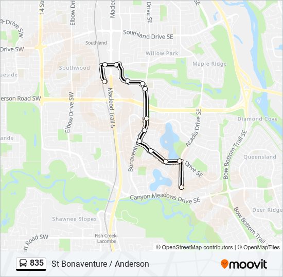 Plan de la ligne 835 de bus