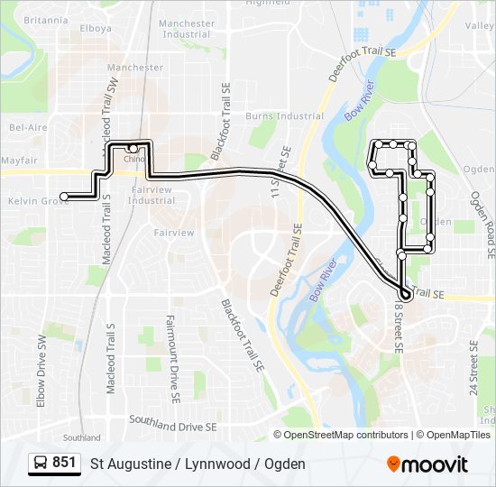 Plan de la ligne 851 de bus