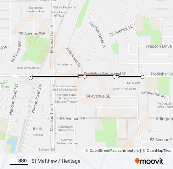 880 bus Line Map