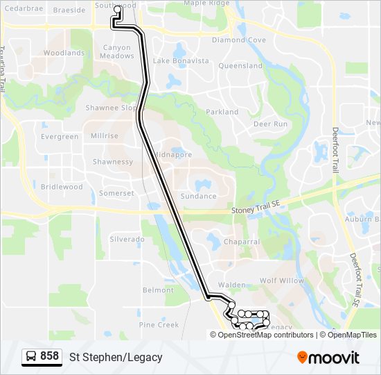 Plan de la ligne 858 de bus