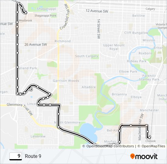 Plan de la ligne 9 de bus