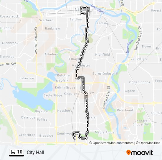 Plan de la ligne 10 de bus