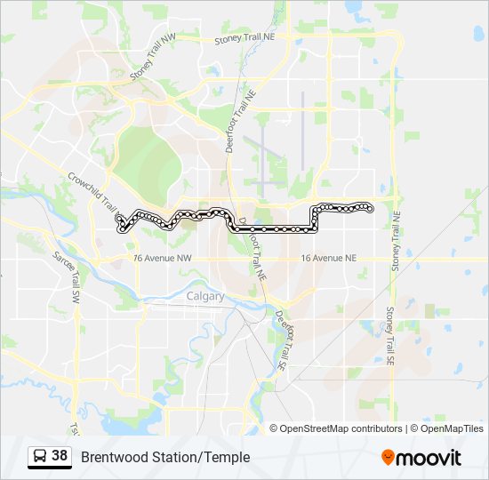 Plan de la ligne 38 de bus