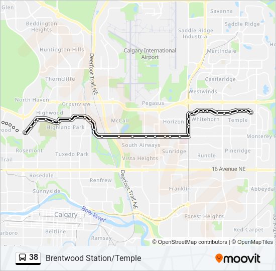 Plan de la ligne 38 de bus