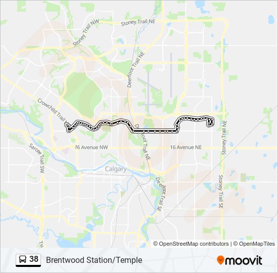 Plan de la ligne 38 de bus