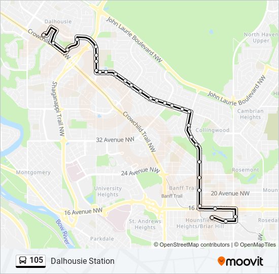 105 bus Line Map