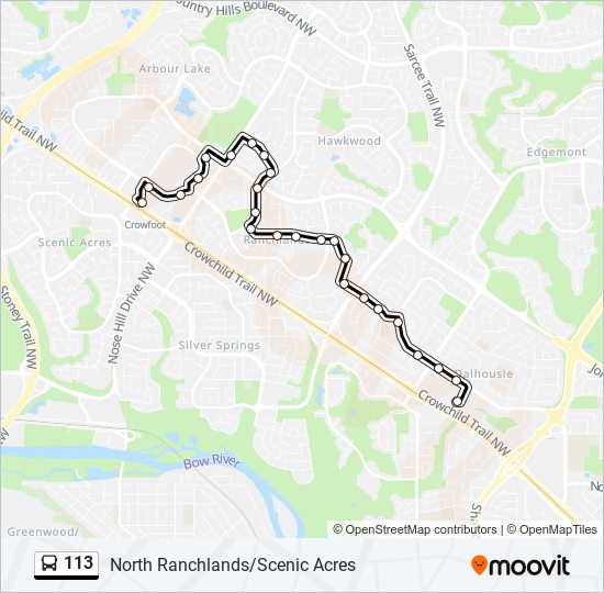 Plan de la ligne 113 de bus