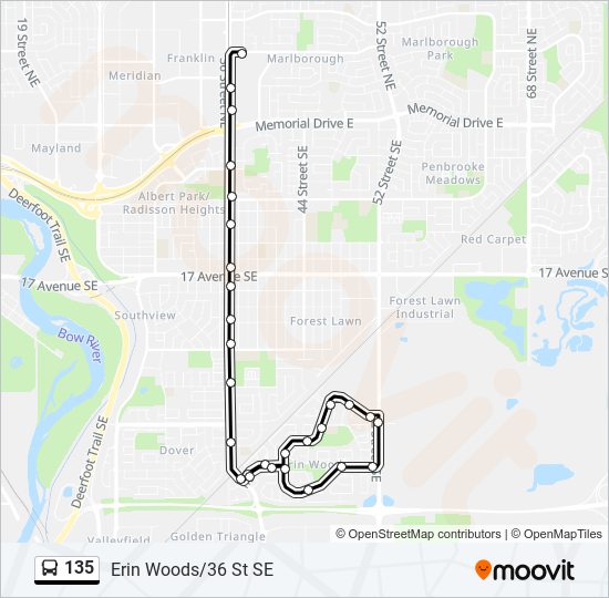 Plan de la ligne 135 de bus